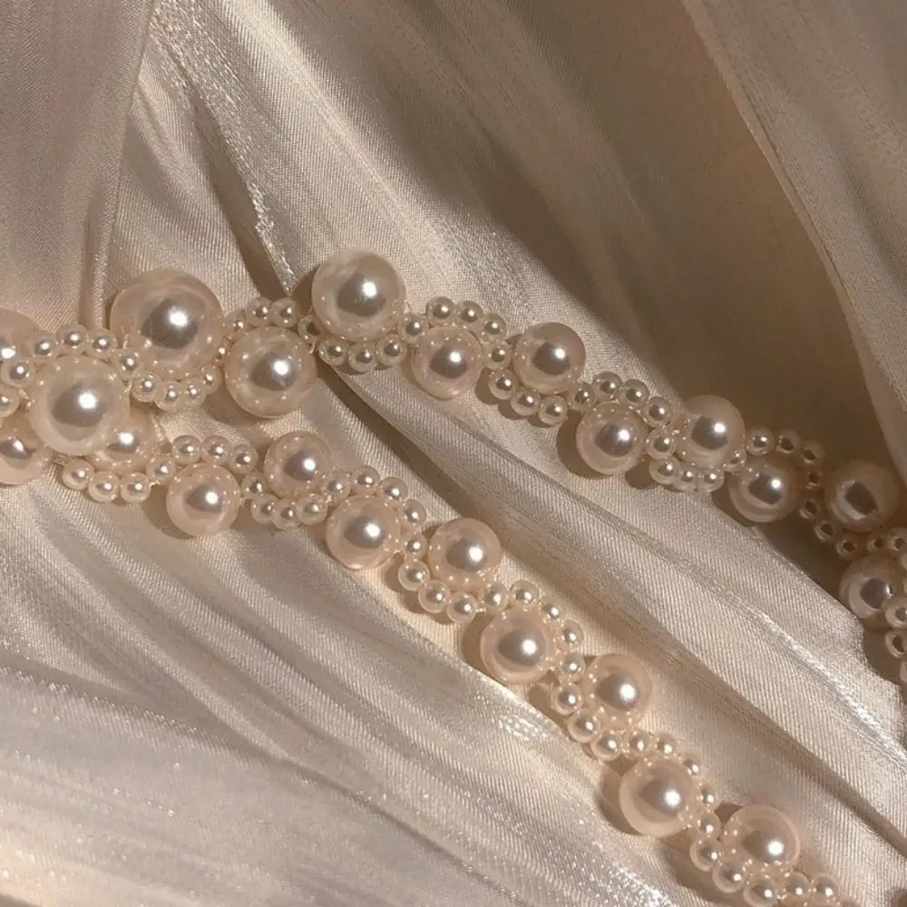 Luz de luxo pérola colar pulseira conjunto mão pulseira corrente gargantilha pérola frisado jóias terno doce feminino conjunto jóias presentes