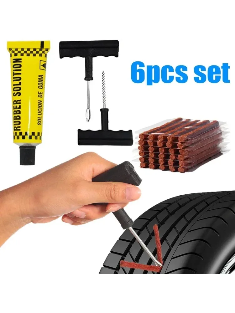AliExpress NONE Car Tire Repair Tools Kit with Rubber Strips Tubeless Tire Tyre Puncture Plug Seal Repair Tool Kit for Bicycle Motorcycle Car