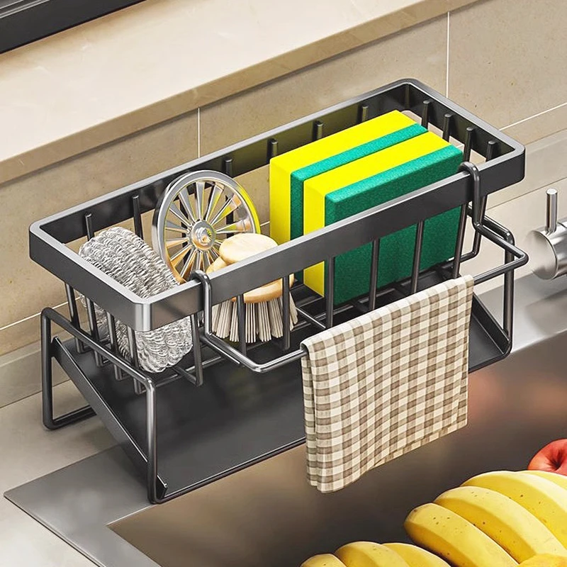 Kitchen Storage Rack Drain Water Water Tank Cloth Rack Carbon Steel Material No Punching Wall Mounted Household Arrangement