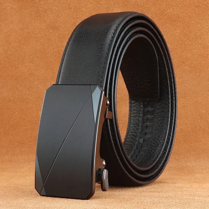 

2025 High Quality Automatic buckle men's business belts full grain leather luxury brand youth waist belt