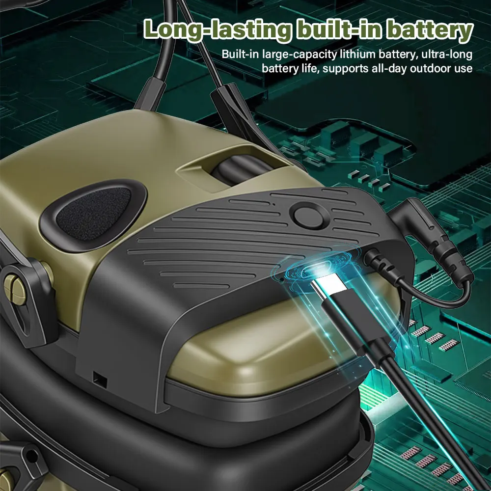 NEW Tactical Shooting Earmuffs Hunting Electronic Hearing Protector Active Noise Reduction Headphone with BT adapter