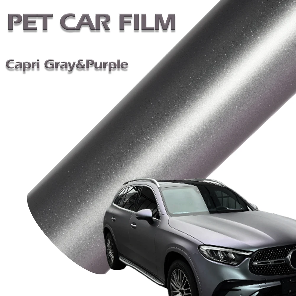 

Car Vinyl Film PET Matte Diamond Capri Gray&Purple Auto Decal Film PVC Self Adhesive Motorcycle Car Color Change Decoration Film