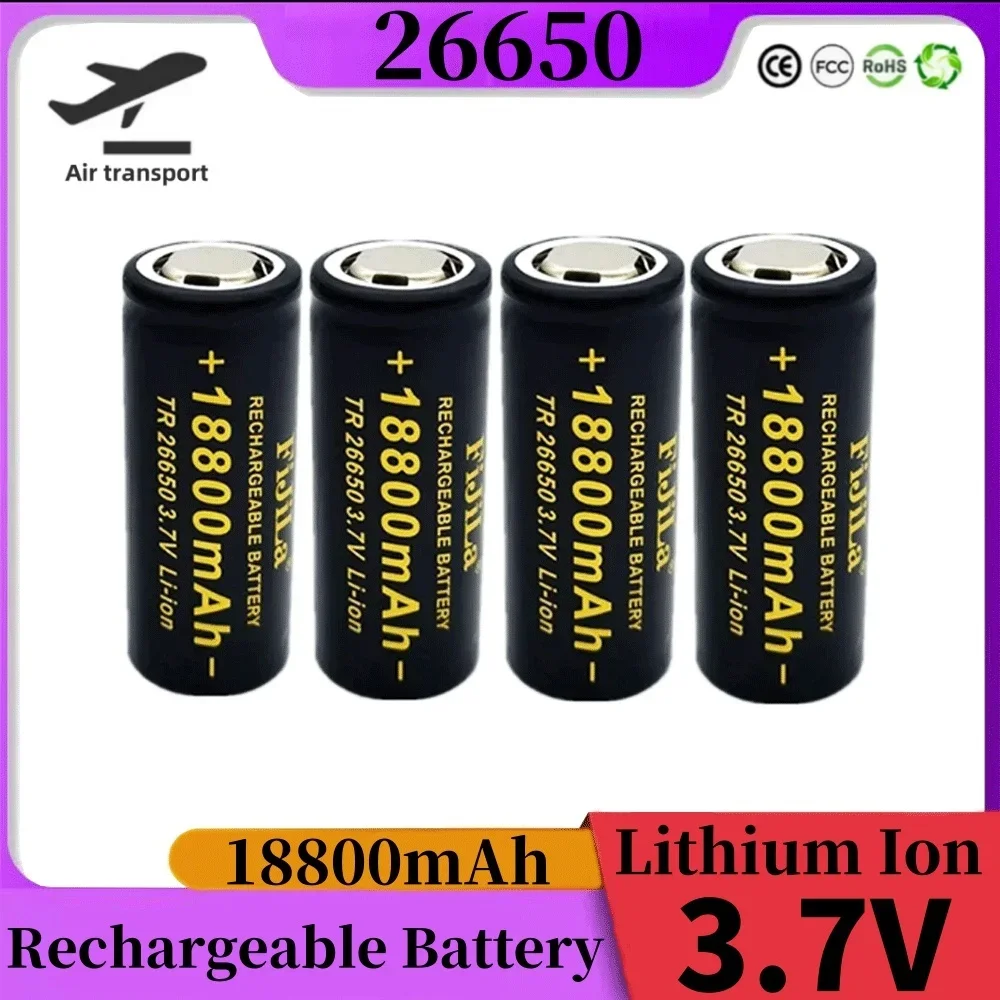 

2024 New High Quality 26650 Battery 18800mAh 3.7V High-capacity Lithium-Ion Rechargeable For LED Flashlight+ Charger