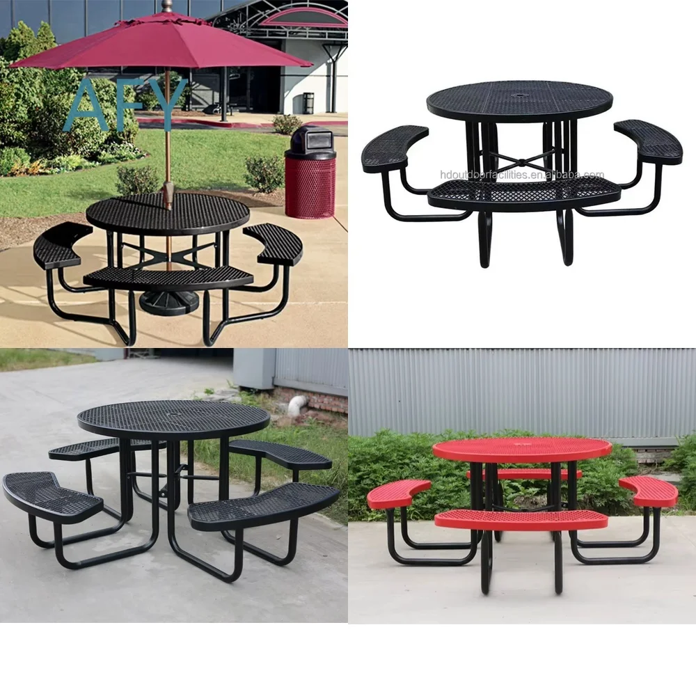 Outdoor Thermoplastic Picnic Set for Garden Shade Umbrella Hole Mesh Modular Table Portable Folding Patio Dining Set