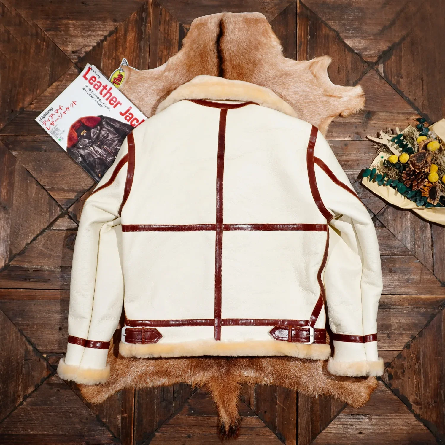 Tailor Brando New Zealand Merino Shearling Classic B3 Men's American Retro Winter Warm Bomber Genuine Leather Fur Jacket