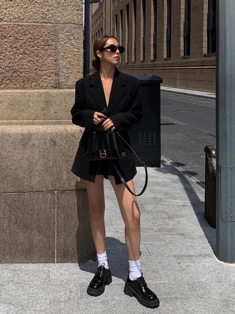 New Spring  Autumn Fashion Slim Fit Black Blazer Women Single-breasted Slim Long Sleeve Blazers Casual Elegant Women's Clothing