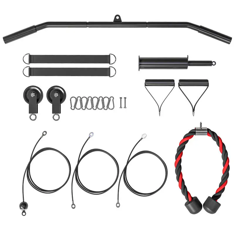 

Soozier Weight Cable Pulley System for Home Gym with Universal Loading Pin for LAT Pull Down, Biceps Curl Workout, Red