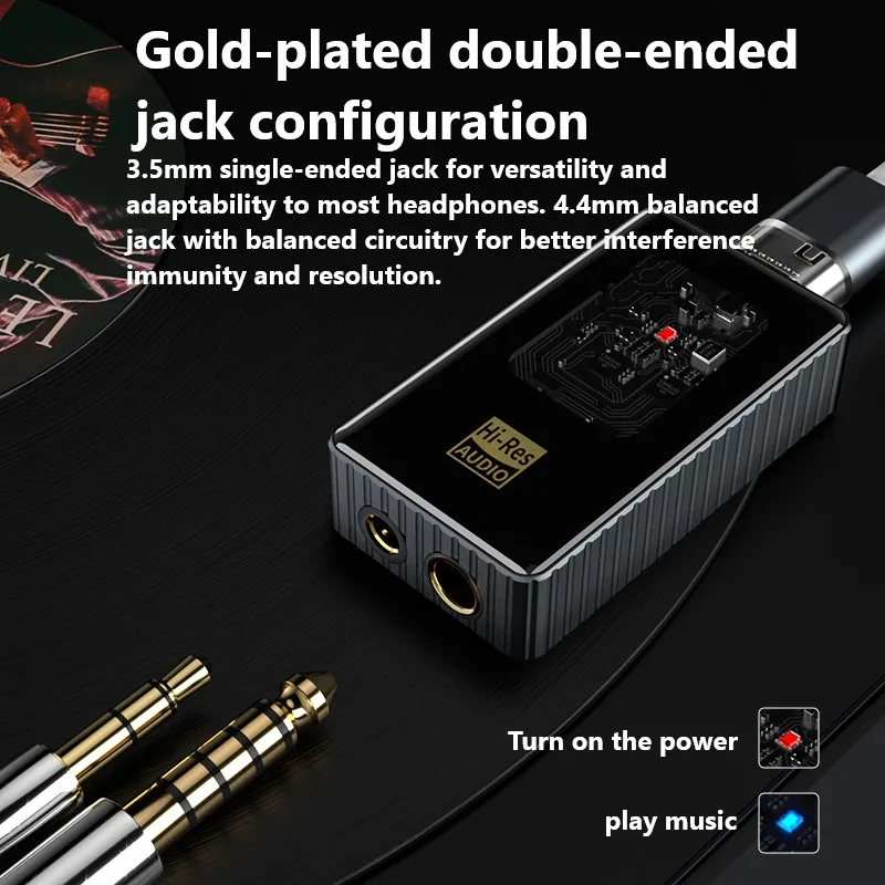 eppfun HIFI portátil USB DAC/AMP de alta resolución 4 x CS43131 DACs amplificador de auriculares 32 bits/768 kHz y DSD512 nativo |   3,5 mm+4,4 mm