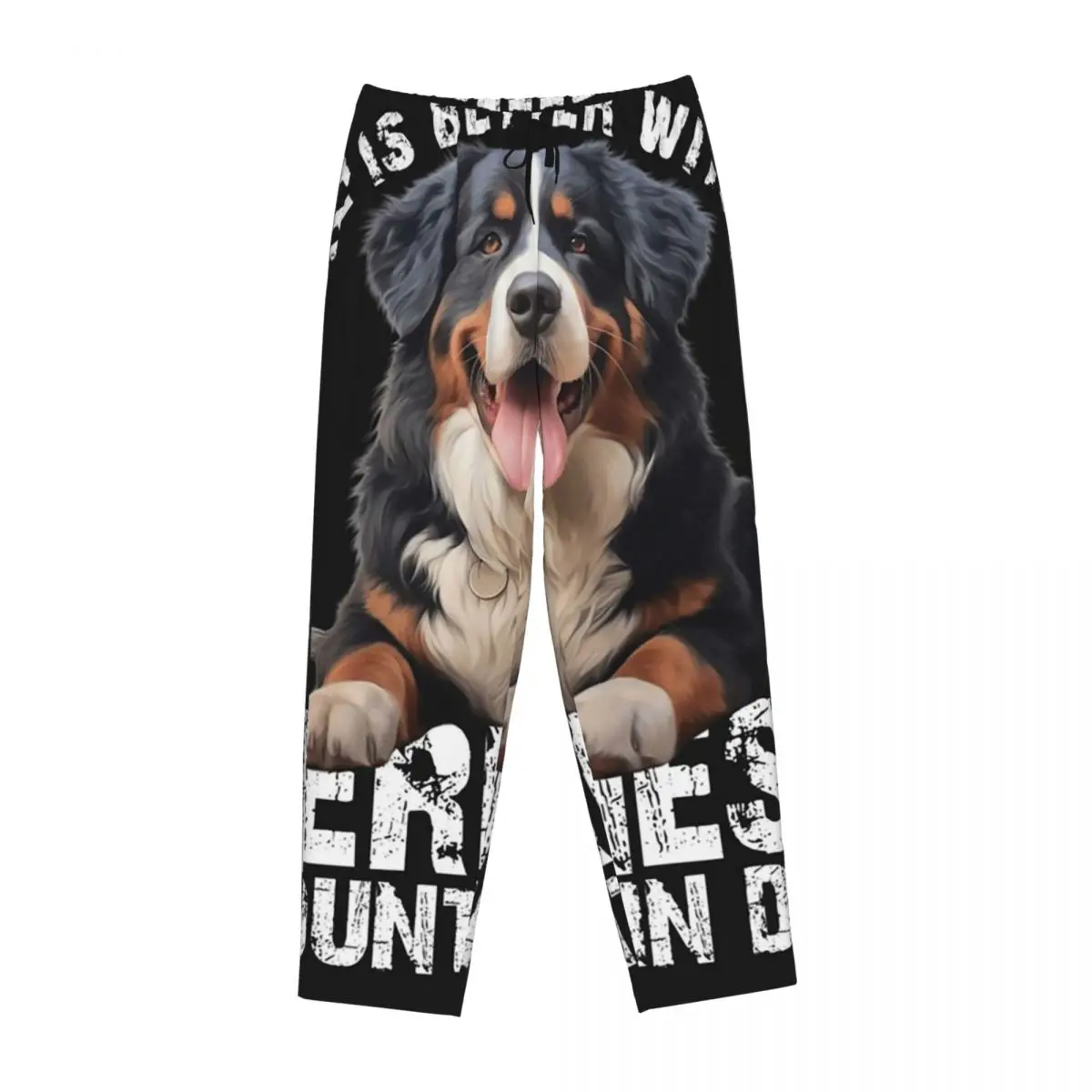 

Custom Bernese Mountain Dog Women Pajama Pants Lounge Sleep Sleepwear Bottoms with Pockets