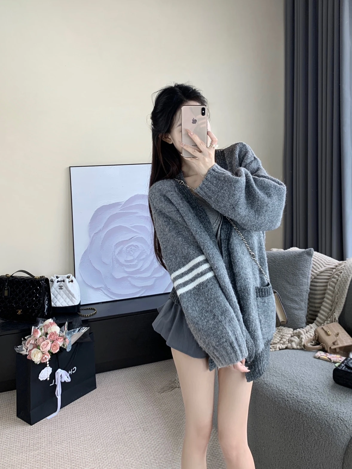 

Уютный вязаный кардиган-свитер в стиле Lazy Chic, универсальный, повседневный, для колледжа, удлиненный, средней длины, женский осенний топ