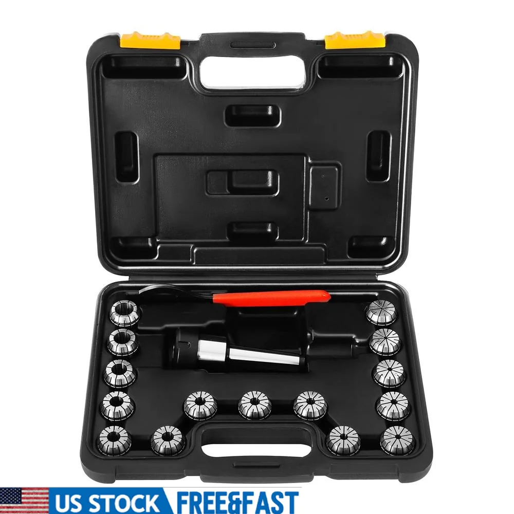 

MT3 ER32 Collet Chuck Set 15Pcs Spring Collets Metal Milling Tool Holder Accessories