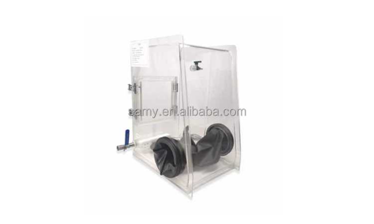 GS-008 Changsha Samy Good Price Bench Top Plastic Acrylic Glove Box Small Glove Box for Laboratory Test Under Sealed Atmosphere