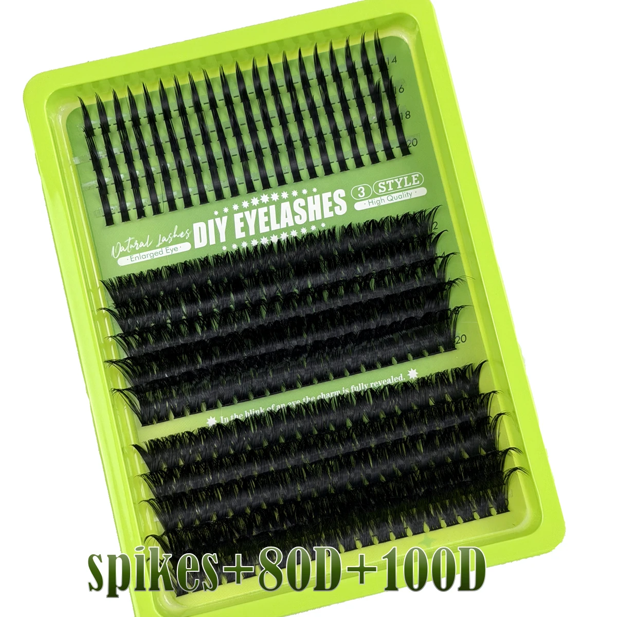 HBZGTLAD Spikes 80D-160D Wimpern-Cluster, gemischte Tray-Verpackung, voluminöse, flauschige Cluster-Wimpern, Wispy Einzelwimpern-Extensions für DIY-Make-up