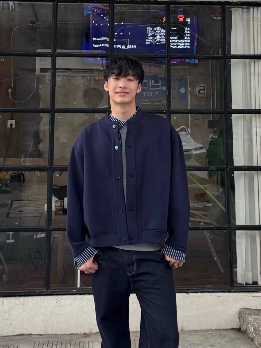 

Американский кардиган на пуговицах в стиле ретро, толстовка, мужское пальто, осень-зима, универсальный повседневный молодежный бейсбольный воротник