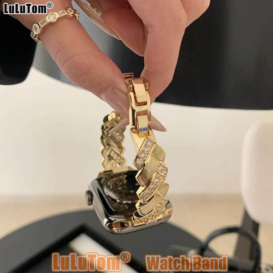 

Высококачественный пшеничный ремешок для Apple Watch Band 38 40 41 42 44 45 46 49 мм iWatch Series 10 9 8 7 6 5 4 SE Ultra Zircon Браслеты