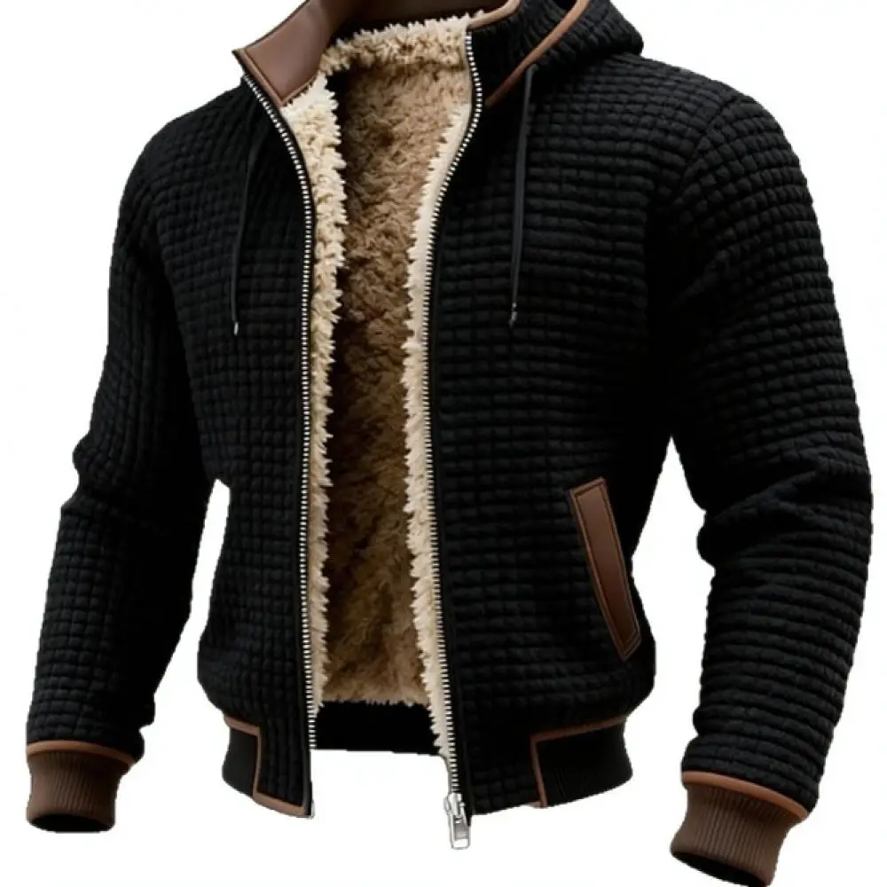 Mens Casual Hooded Jacket Winter Fleece Lined Thick Thermal Parka Windproof Outwear Comfortable Loose Fit Durable Warm Coat