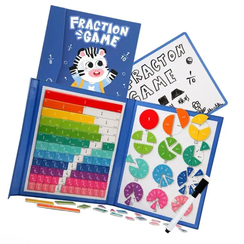 D08B Gạch phân số từ tính Vòng tròn và dải Trình diễn phân số Bộ công cụ giáo dục toán học cho giáo viên học sinh