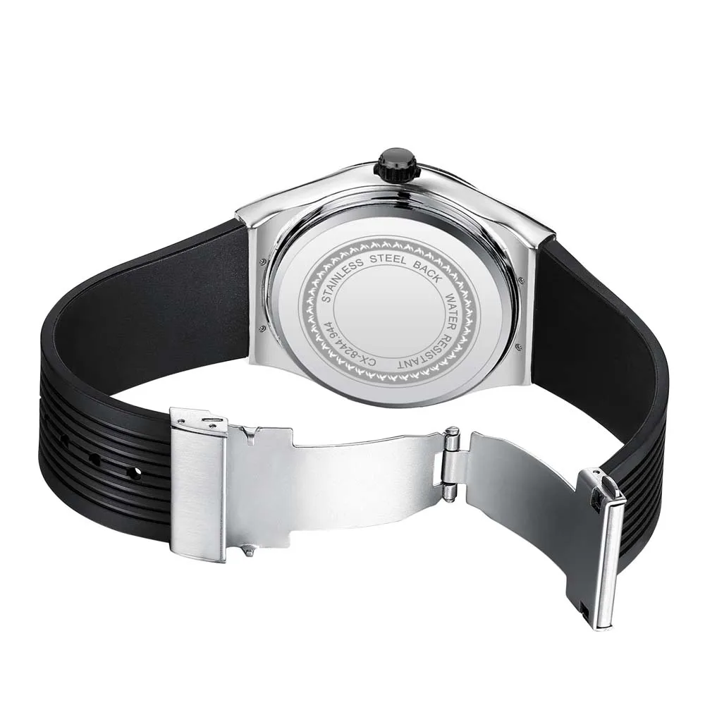 CHENXI Rivet Map Fashion Men's Watch with Date, Luminous Silicone Strap, Trendy Quartz Wristwatch relojes para hombres