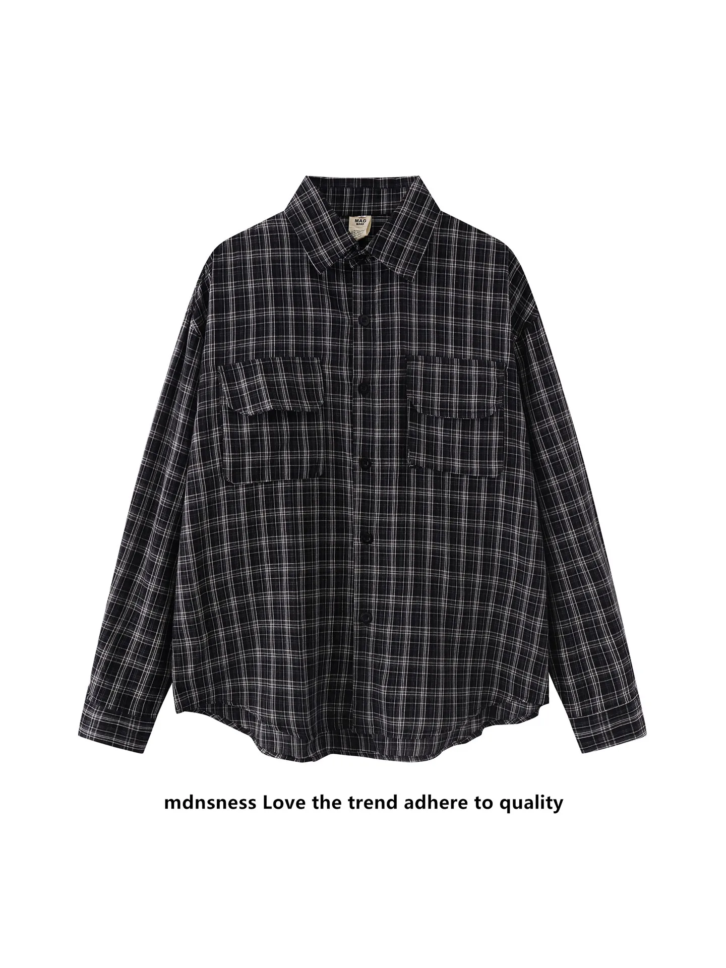 

Loose Fit Plaid Long Sve Casual irt Men's Spring Autumn Japanese Sle Workwear Coat Youth Faion Breathable Cotton