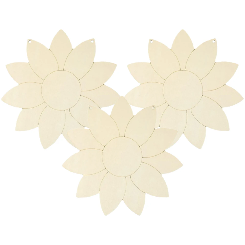 

3Pcs Sunflower Wooden Slice Decorations for Home Crafts 1-30cm Safe Round Corner Unfinished Wooden Chips Wood Cutout Unfinished