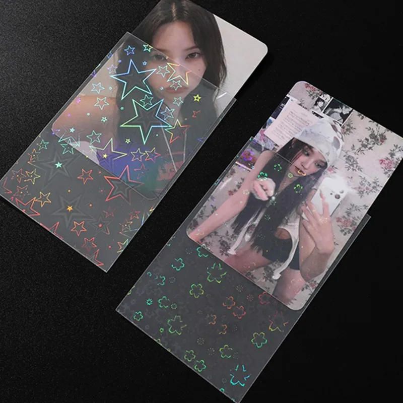 50pcs Ins Toploader Card Bag Photocard Sleeves Idol Photo Cards Protective Storage Bag Laser Butterfly Photo Card Sleeve