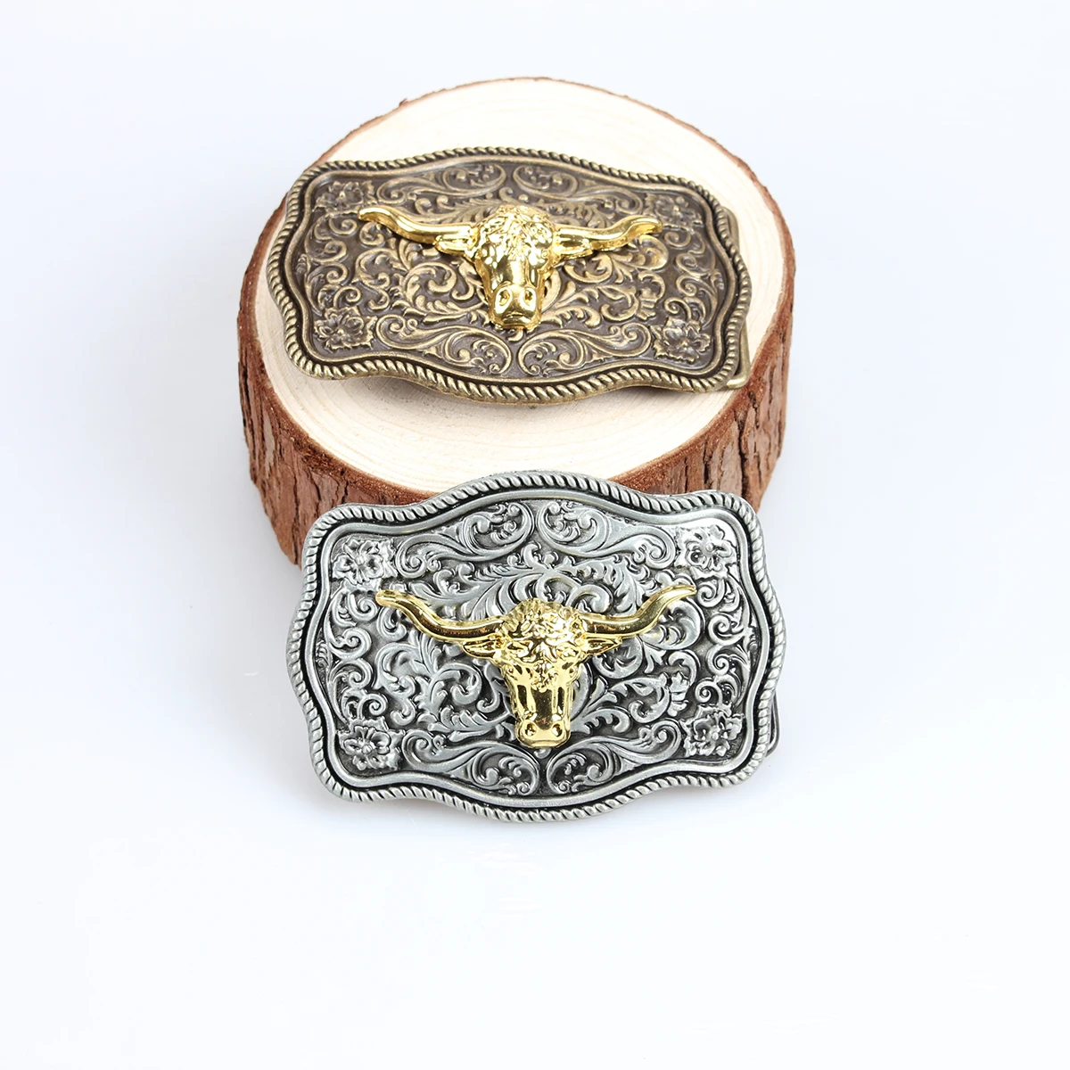 Ma Bian Jin Niu Tou Gu Jin Gu Yin3.9cm inner diameter belt buckle, round hole buckle, belt buckle accessory, retro style