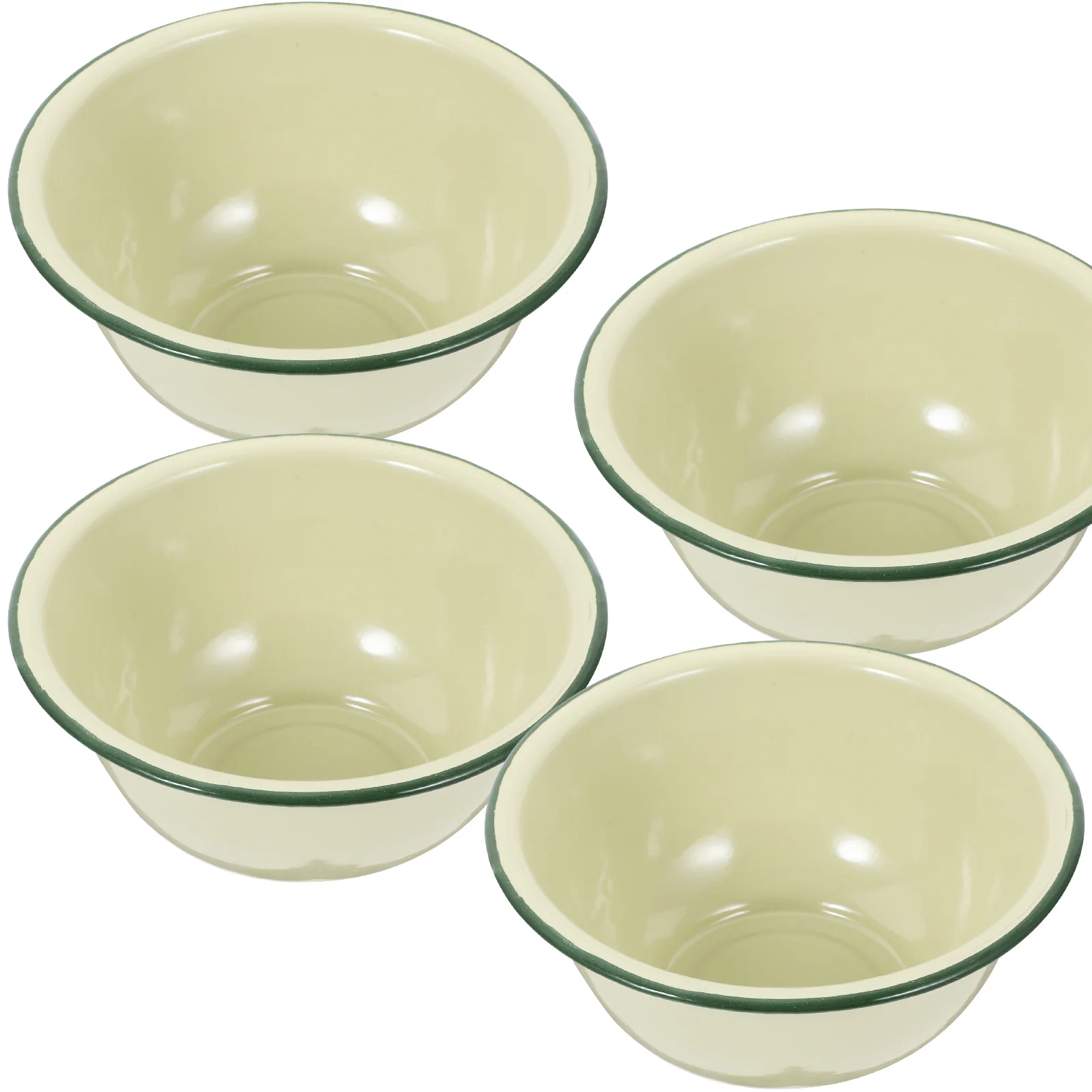 

4Pcs Vintage Enamel Basin Multipurpose Soup Salad Mixing Bowl Kitchen Food Storage Vessel Household Enamelware