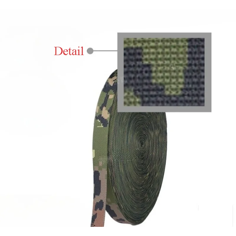 5/50 Meters Long 2.5cm Width Spanish Camouflage M90 Webbing  Non-elastic Strips Tactical Bag Straps Belt Molle DIY Accessory
