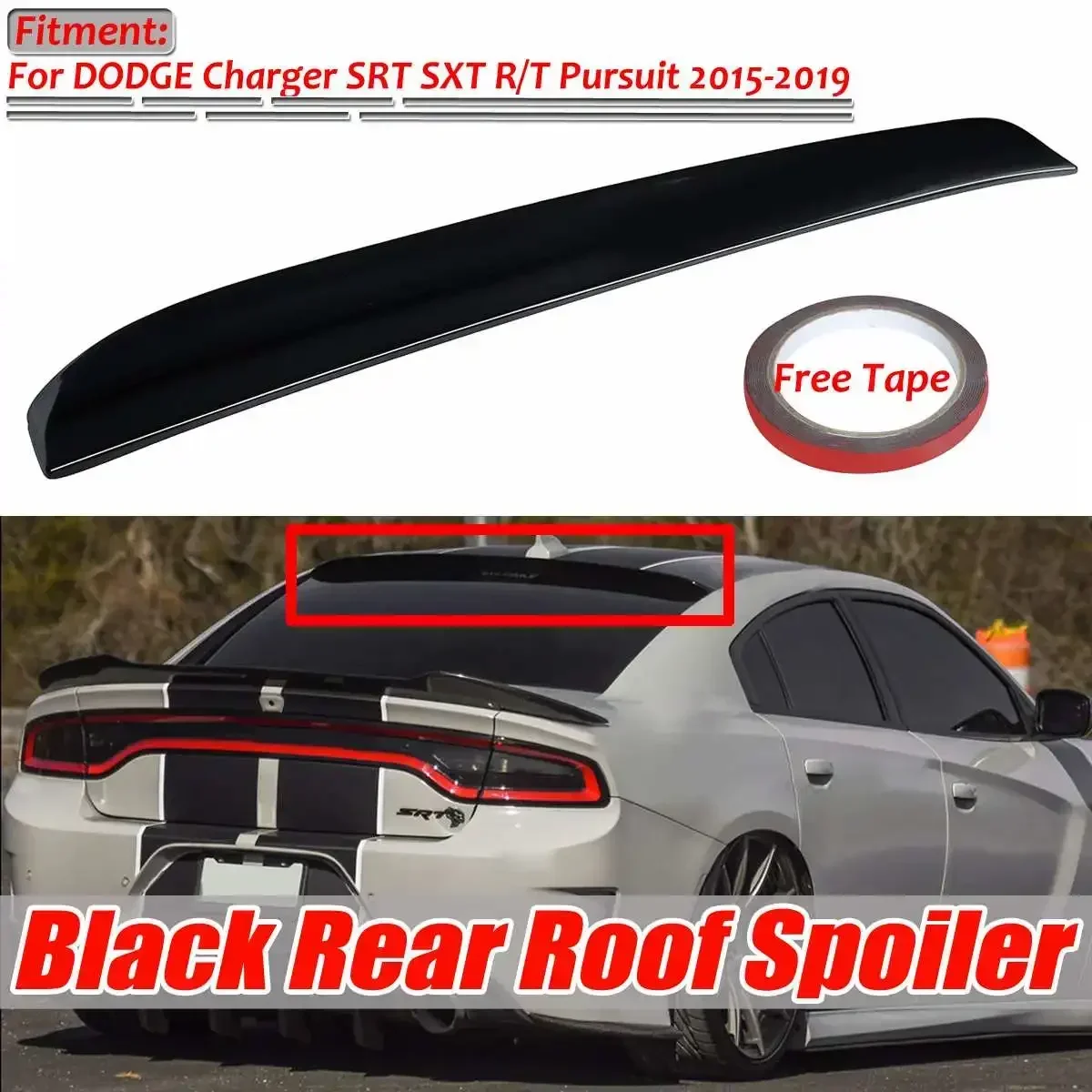 R/T Rear Roof Spoiler Wing Lip Rear Window Roof Spoiler Visor Extension Wing For DODGE Charger SRT SXT R/T Pursuit 2015-2019