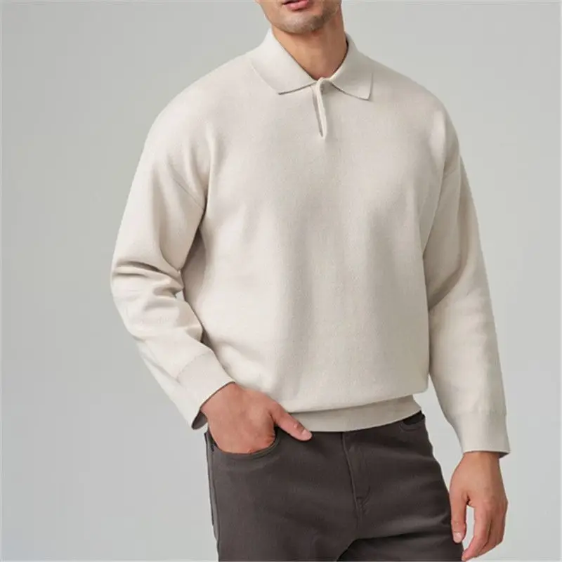 Японский свитер с тяжелым воротником, повседневный свободный вязаный свитер Lazy Sle для мужчин, новая осенняя верхняя часть тела