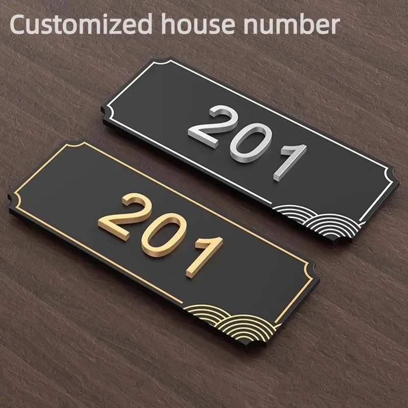 الاكريليك الحديثة لوحة الباب متجر تسجيل مع ملصق مخصص رقم المنزل لمكتب فندق شقة مطعم لوحة ديكور المنزل #1