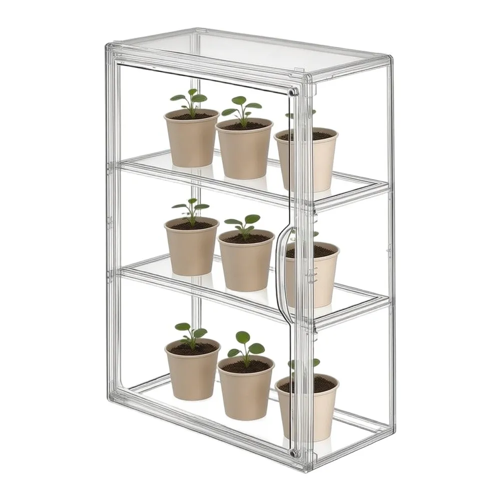 For Mini Greenhouse for Indoor Gardening with Magnetic Seal Stackable Design 14in Length 5.5in Width 10.5in Height Plastic