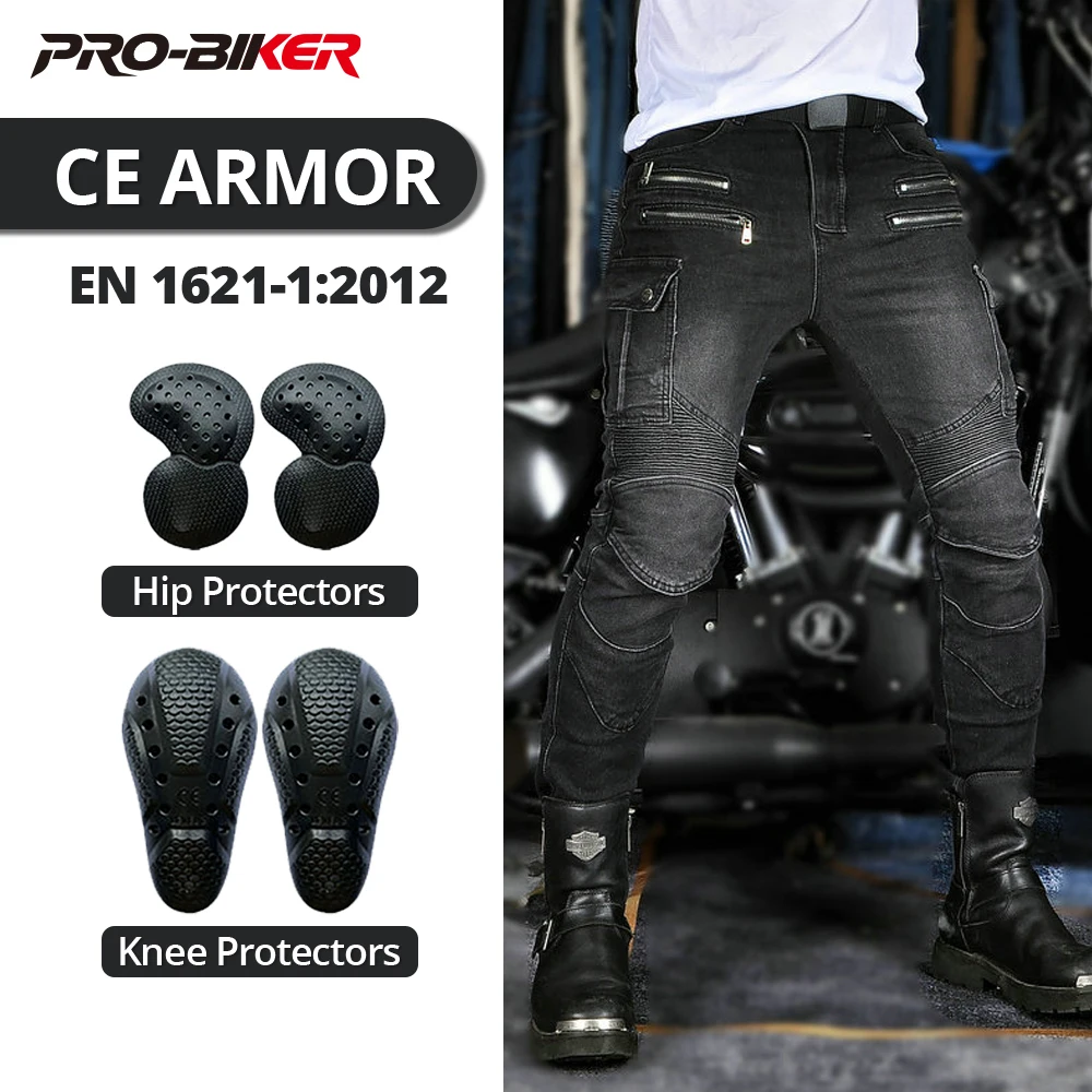 

Four Seasons Men's Motorcycle Pants Windproof Anti-Fall Outdoor Motorbike Riding Pants With CE Protective Gear Motocross Jeans