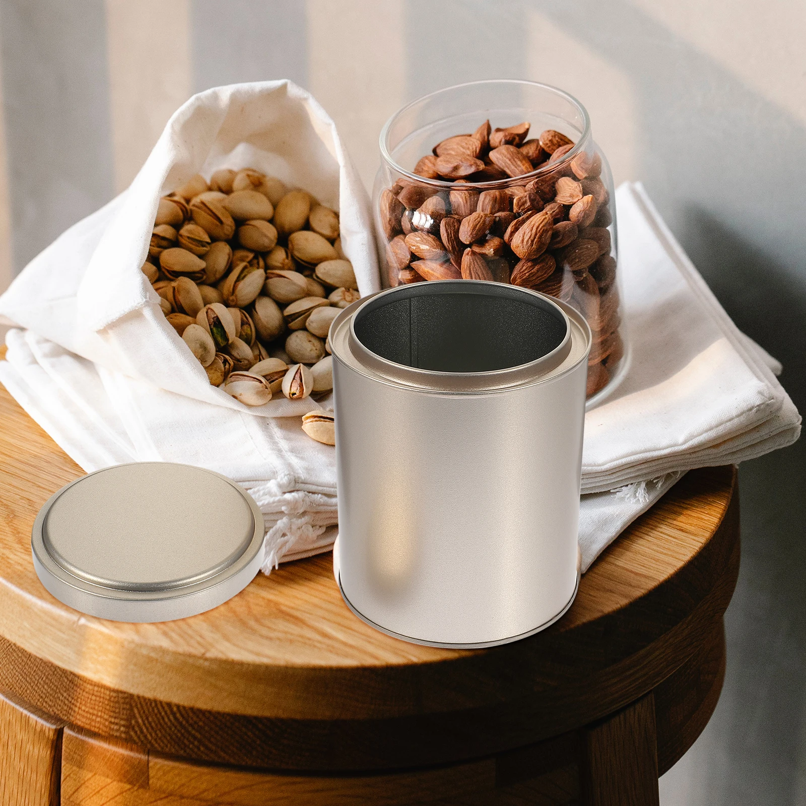 

Tea Tin Box Kitchen Storage Canister Candy Coffee Household Desktop Tinplate Container Multi-Function Sealing Accessories