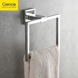 Ciencia 304 Stainless Steel Towel Ring Wall Mounted Hand Towel Holder Drilling Square Accessory Rag Holder for Kitchen