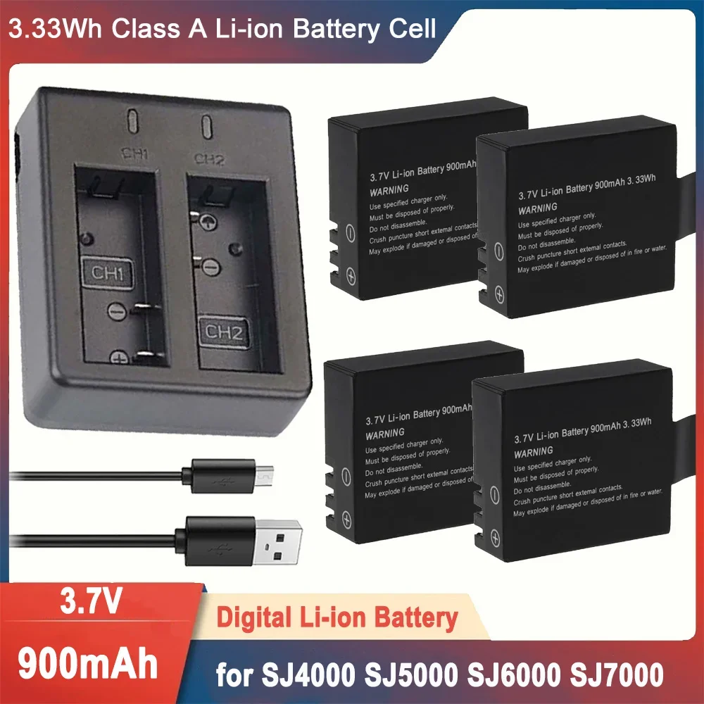 3,7 В 900 мАч перезаряжаемая батарея для камеры SJ4000 SJ5000 SJ6000 Sports DV, литиевая батарея для камеры для дайвинга на открытом воздухе
