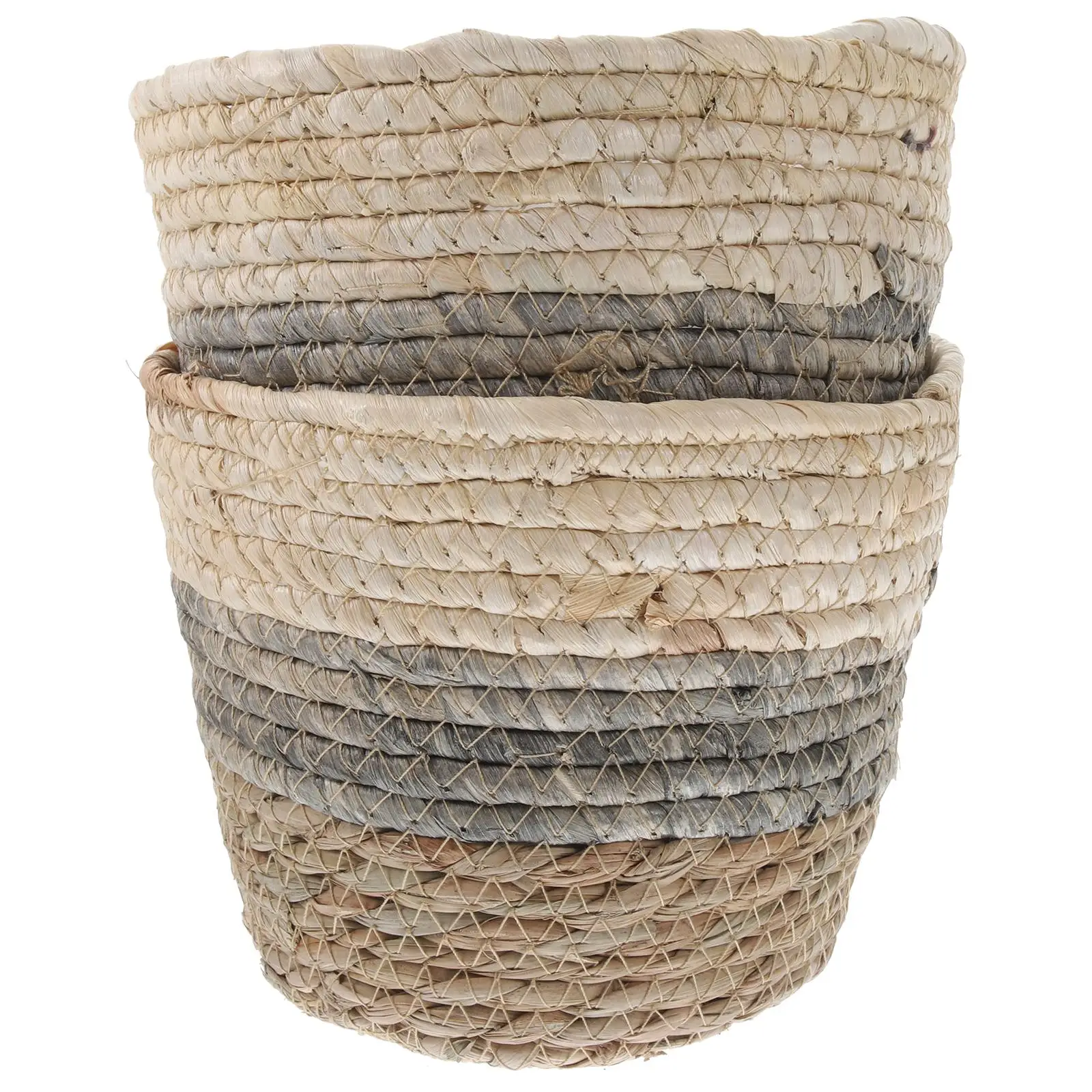 

2 Pcs Rattan Planters Woven Flower Baskets Decorative Grey Cone Shape M Size 18cm Diameter Storage Basket Planter