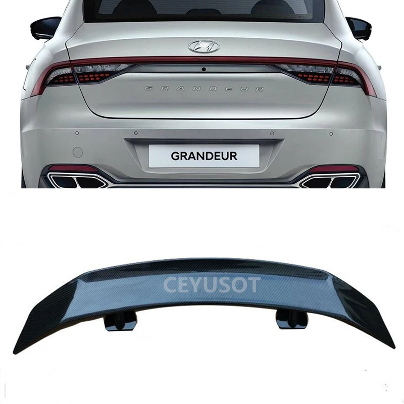 For Universal GT Spoiler WING Hyundai AZERA GRANDEUR ABS Car Trunk Boot Rear Lip Tail Decoration Accessories Body Kit 2015-2021