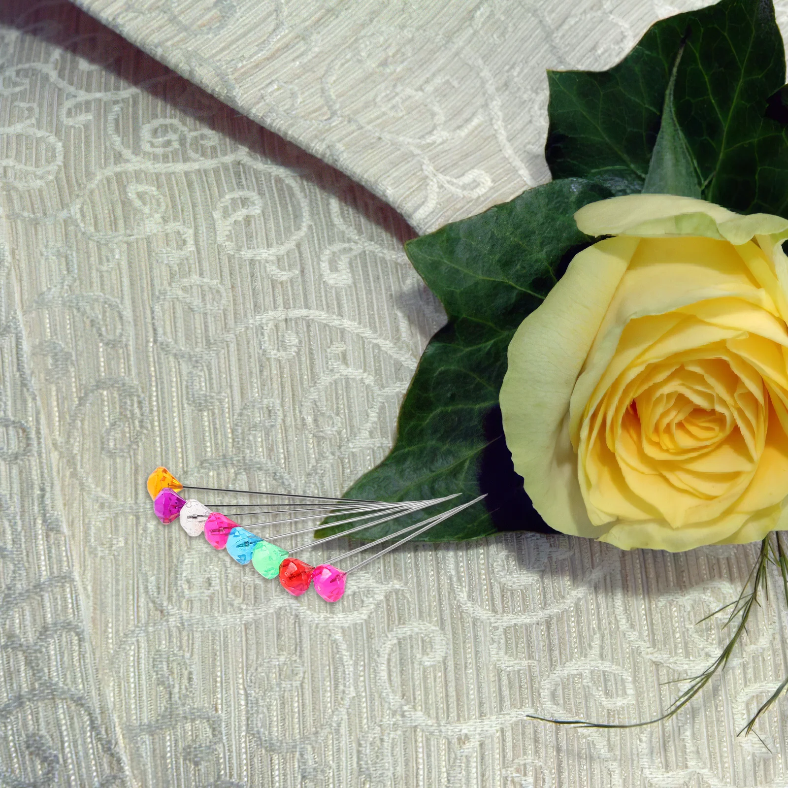 

100Pcs Crystal Diamond Head Pins Elegant Acrylic Wedding Boutonniere Corsage Brooch Sewing Craft Decorative Floral Pins