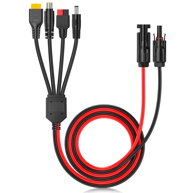 Rozgałęźnik kabla przedłużającego złącza panelu słonecznego 4 w 1 kompatybilny ze złączem Anderson Adapter DC Wtyczka zasilania XT60 Złącze żeńskie