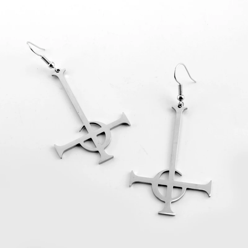 Goth Ghost BC Nameless Dangle Earrings Stainless Steel Ghoul Band Pope Emeritus Grucifix Poster Drop Earring Jewelry
