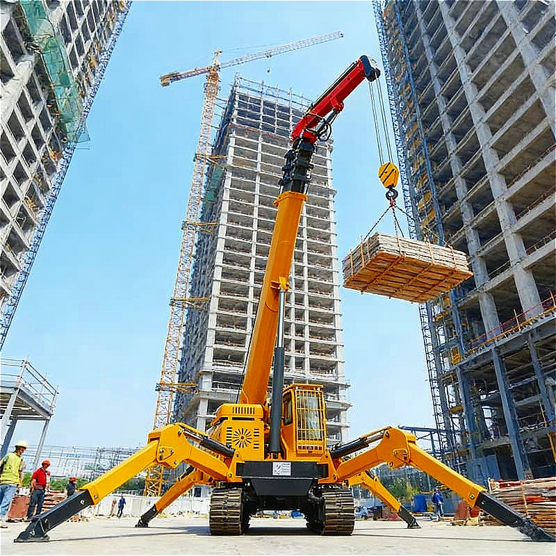Spider Crane 2 Ton Mini Crawler Crane with Fly Jib and Basket for High Rise Window Cleaning Platform Customized High Quality