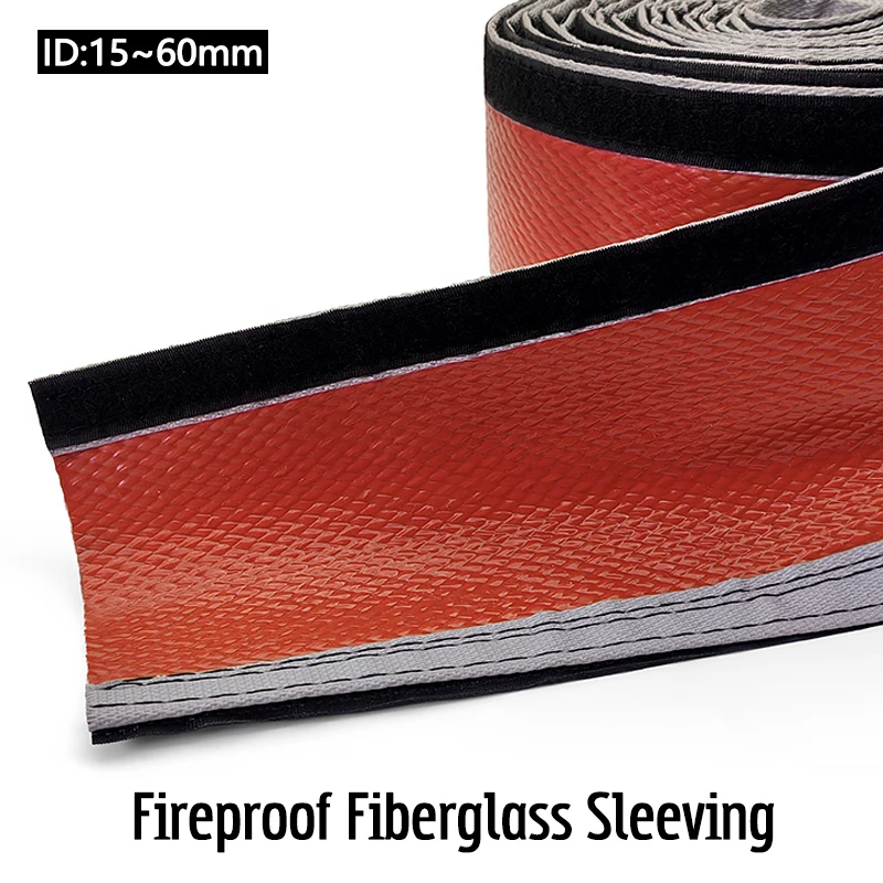 1M Silicone Resin Coated Fiberglass Braided Cable Sleeve High Temp Resistant  Fireproof Insulation Protective Casing