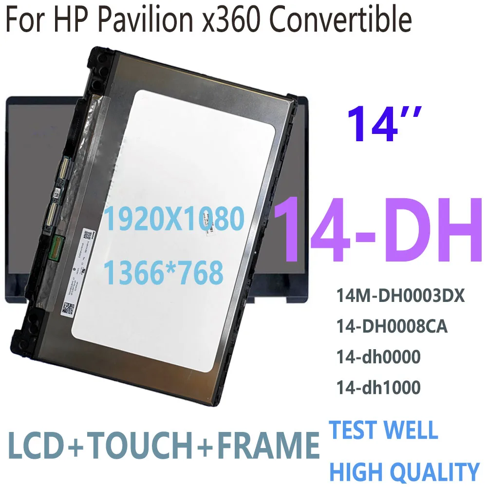 NEW 14 INCH Screen for HP Pavilion x360 14M-DH 14-DH 14-DH000 L51119-001 NV140FHM-N4K LCD Display Touch Screen Digitizer Frame