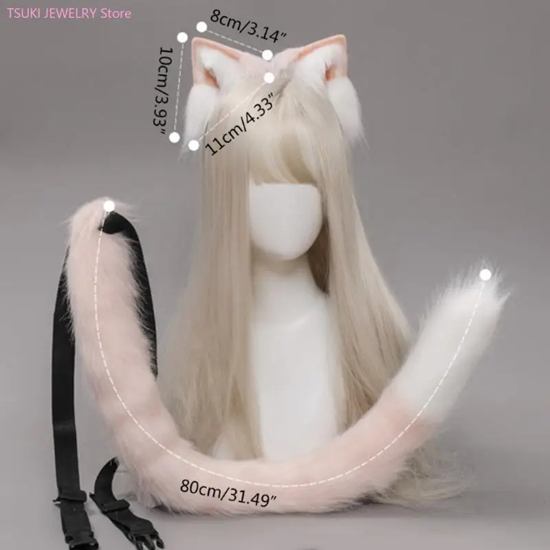62ke Plush Headwear Ears Setas festa cosplay para Halloween