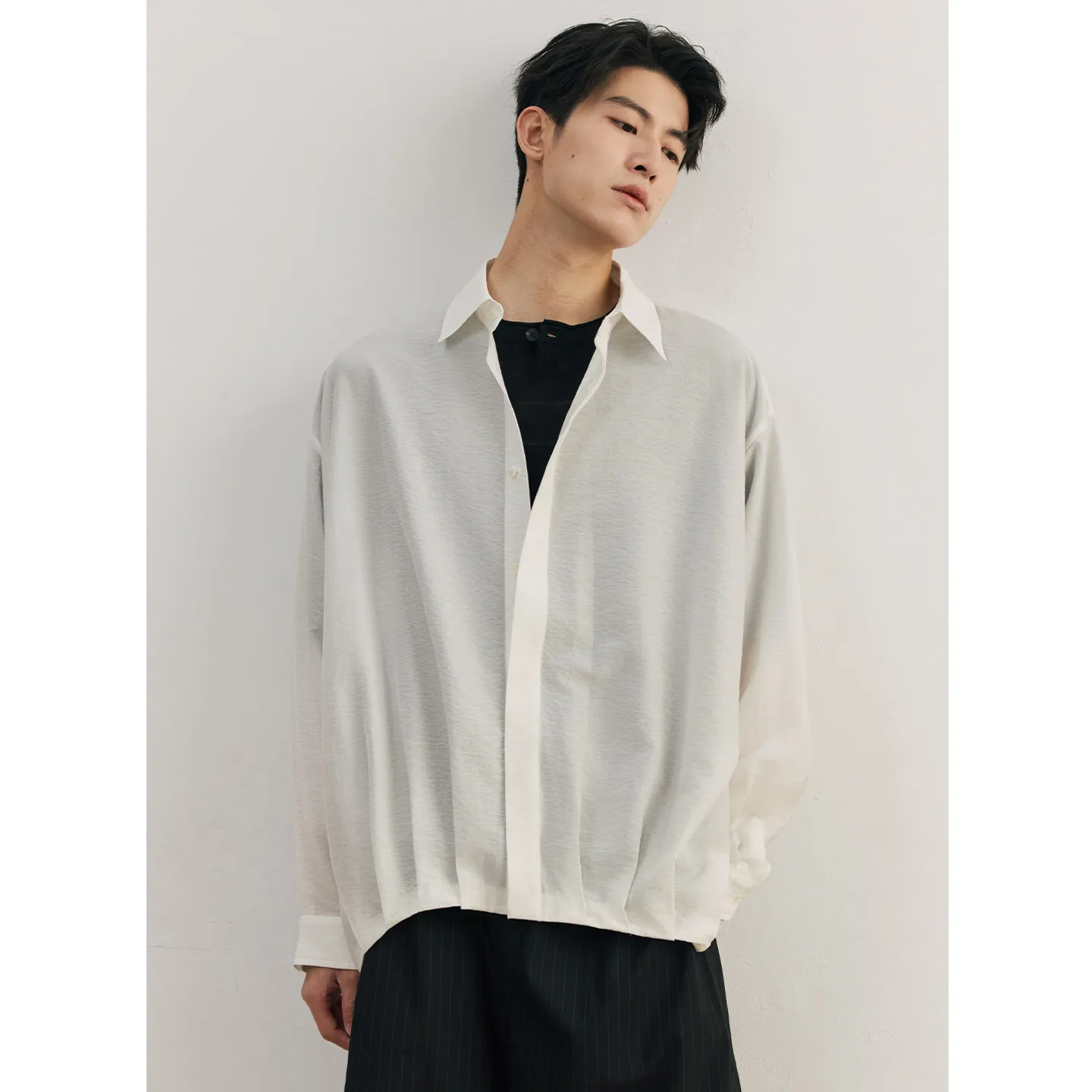 

Мужская повседневная рубашка с длинным рукавом из медно-аммониачной ткани, легкая, не требует глажки, дышащая, комфортная, свободного кроя, модная для весны и лета