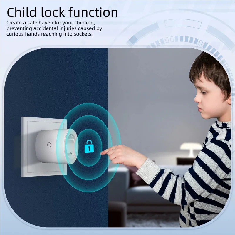 WETIPS Matter WiFi Tuya Smart Built-in Socket EU16A APP Remote Timer Overcharge Protect Power Monitoring Homekit Google Home