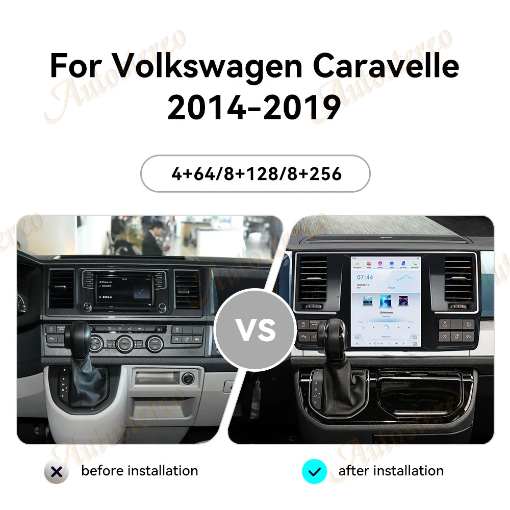 Carplay Vertical Screen For Volkswagen VW Caravelle T6 2014-2019 Android13 Tesla Style Car GPS Navigation Multimedia Player Unit