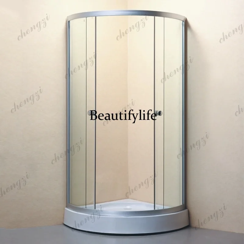 S178 arc fan simple shower room with bottom basin acrylic bathroom tempered glass shower room