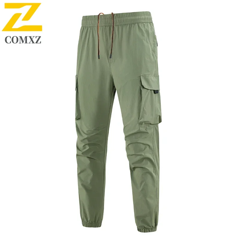 2025 New Men's Cargo Pants Casual Fashion Solid Color Drawstring Heram Pants Outdoor Hiking Fishing Travel Mountaineering Pants
